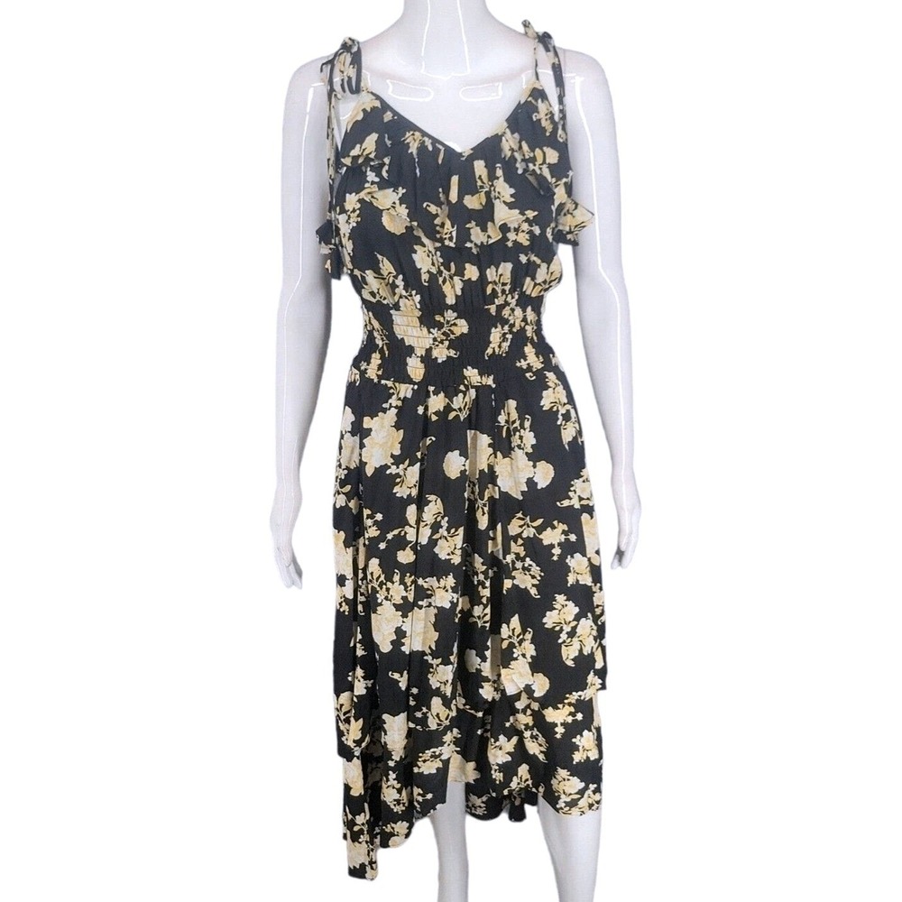 Women 2X Floral Tiered High Low Dress Cottage Festival Summer Beach Boho Prairie